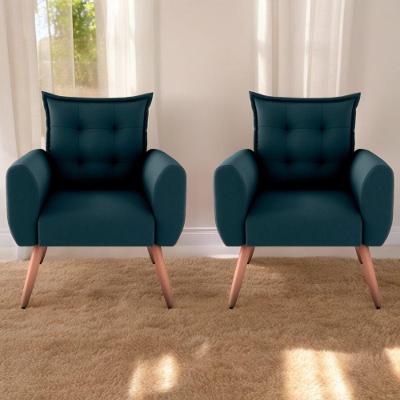 Jogo De Poltronas Decorativas Emma Suede Petróleo