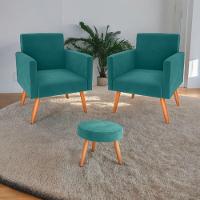 Conjunto Poltronas E Puff Iara Veludo Verde Menta - 1