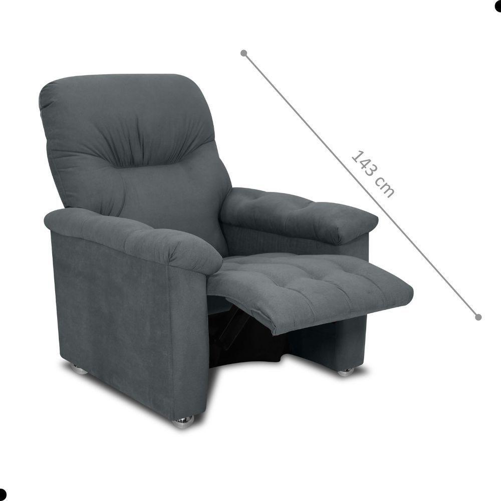 Poltrona Reclinável Saul Veludo Maserati Chumbo - 3