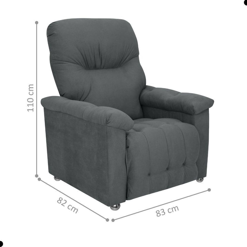 Poltrona Reclinável Saul Veludo Maserati Chumbo - 4