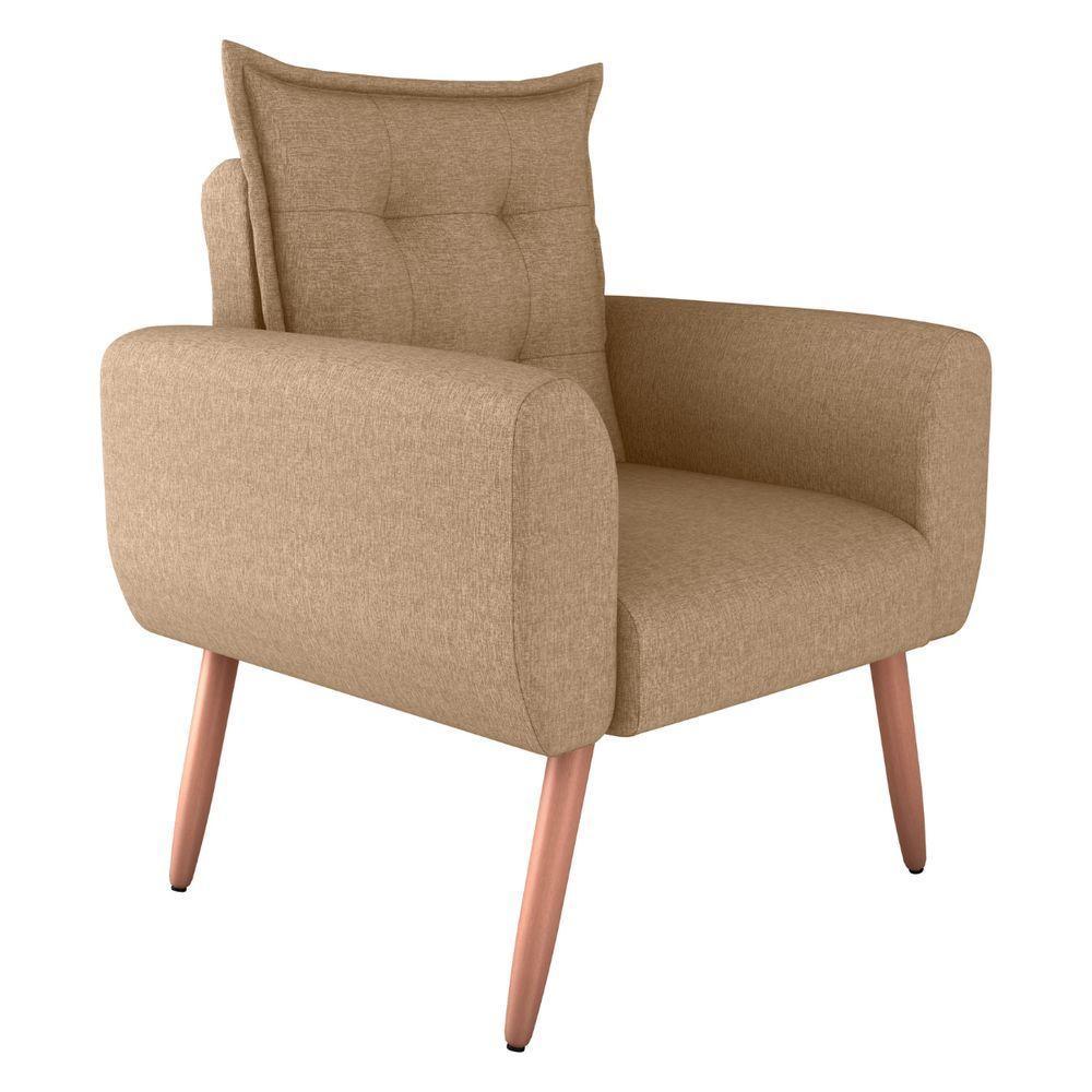 Poltrona Decorativa Para Sala Arcos Linho Areia - 2