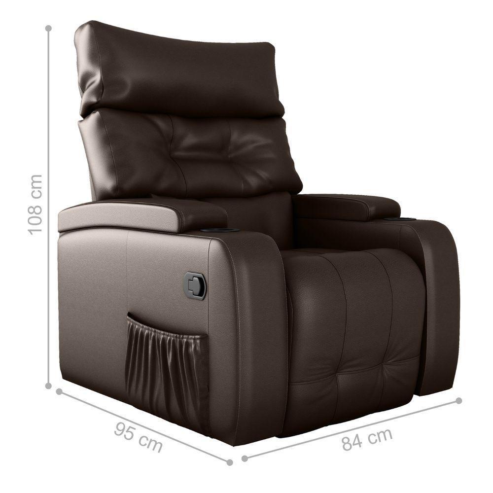 Poltrona Giratória Reclinável Gaia Sintetico Marrom - 3