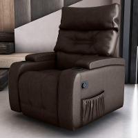 Poltrona Giratória Reclinável Gaia Sintetico Marrom - 1