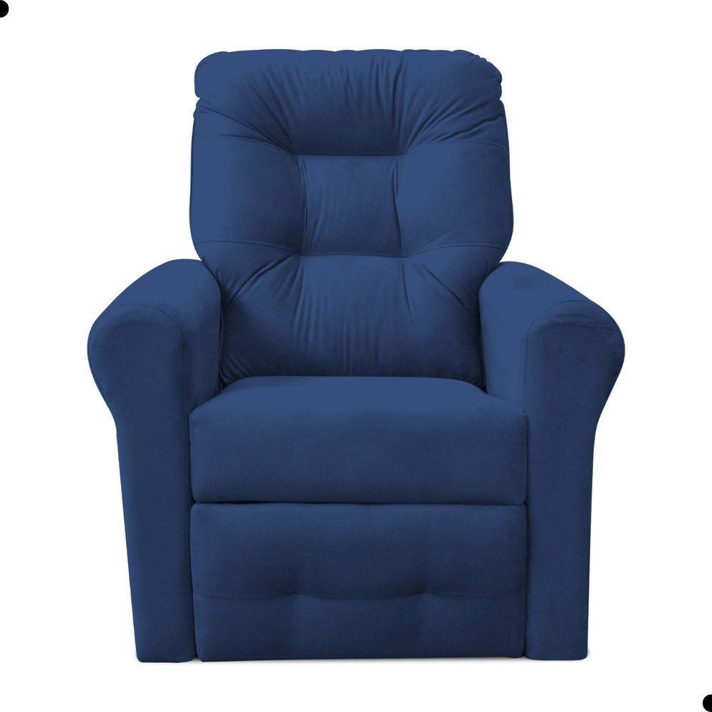 Poltrona Reclinável Para Descanso Thalia Suede Azul - 2