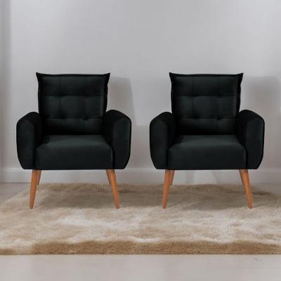 Jogo De Poltronas Decorativas Park Veludo Preto