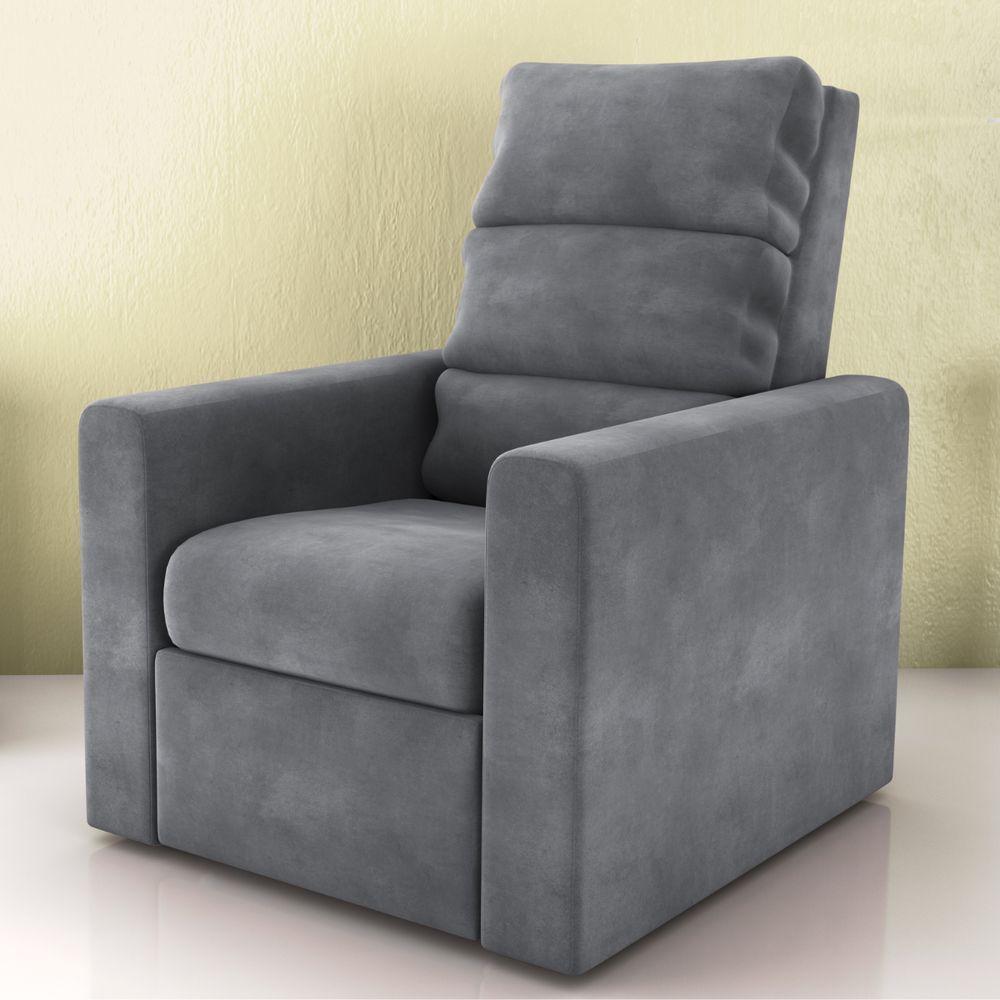Poltrona Reclinável Saul Veludo Cinza - 1