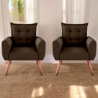 Jogo De Poltronas Decorativas Emma Suede Marrom - 1