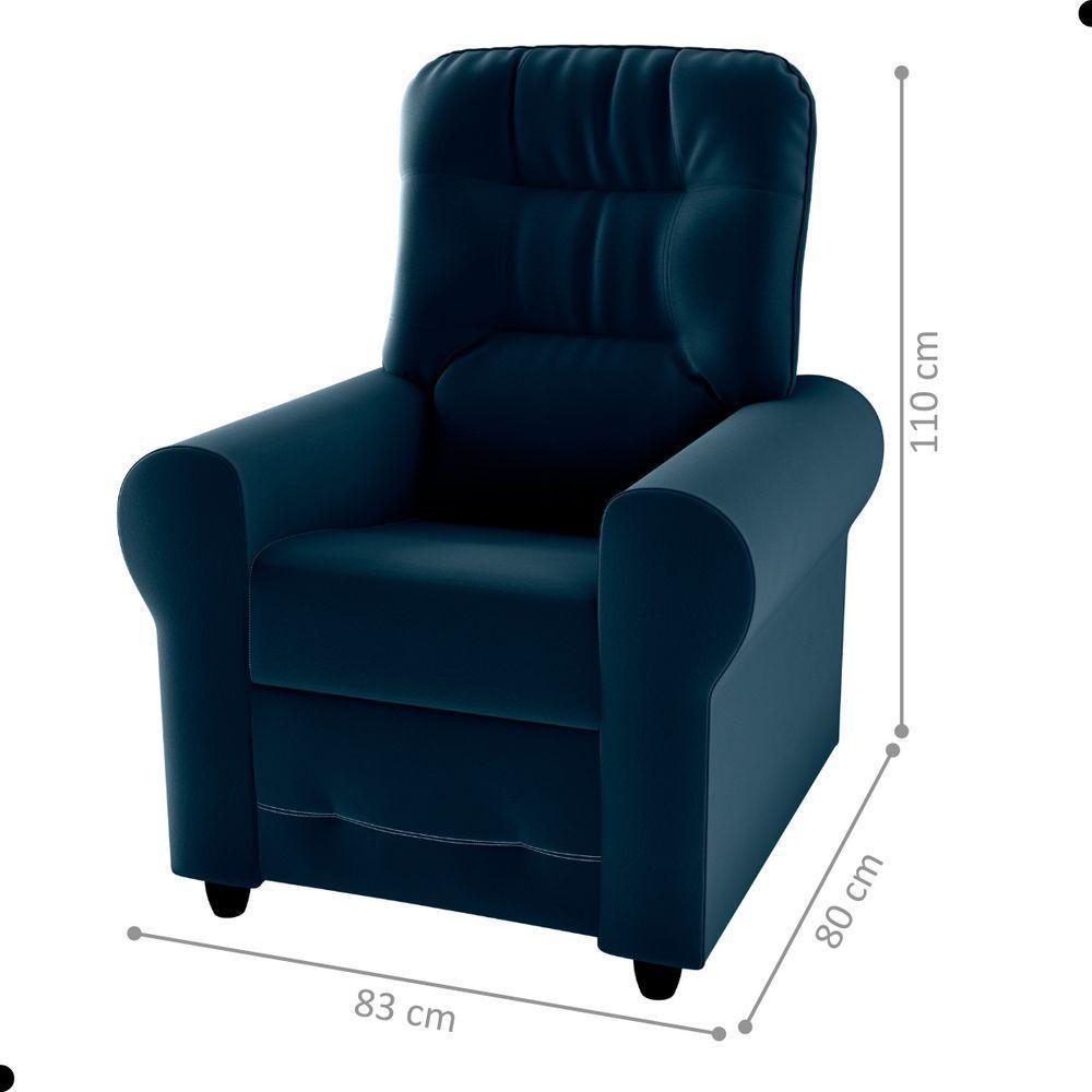 Poltrona Reclinável Para Descanso Thalia Veludo Azul - 4