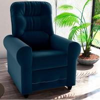 Poltrona Reclinável Para Descanso Thalia Veludo Azul - 1