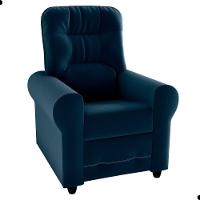 Poltrona Reclinável Para Descanso Thalia Veludo Azul - 2