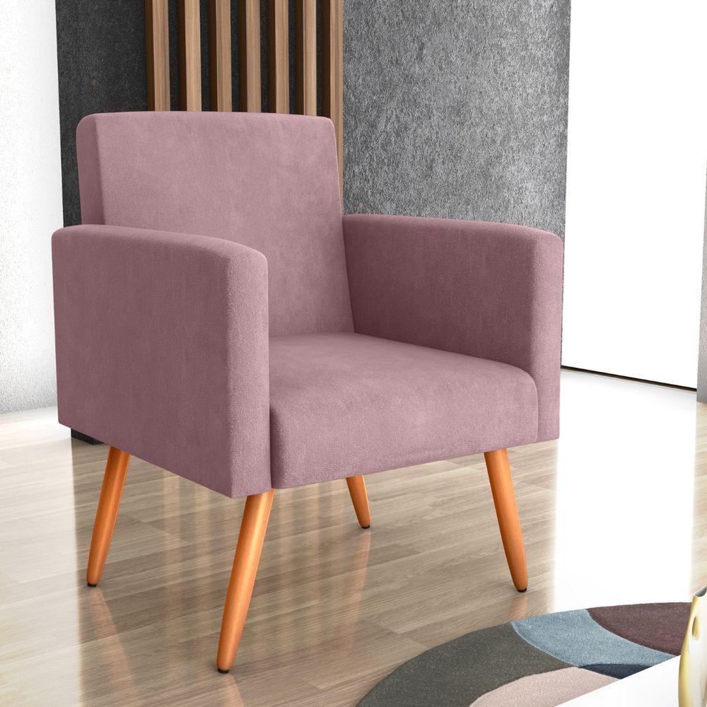 Poltrona Para Decoração Belém Veludo Turkey Rosa - 1
