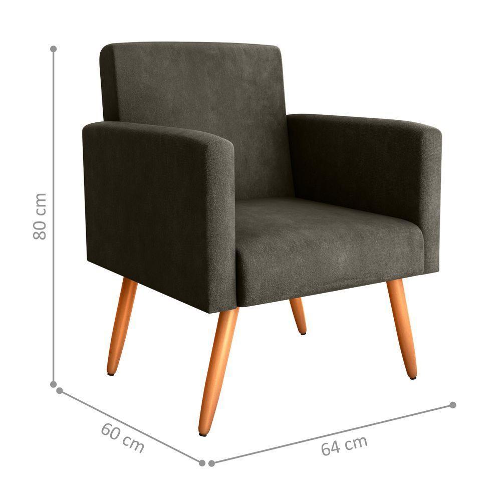 Poltrona Para Decoração Belém Veludo Turkey Marrom - 3