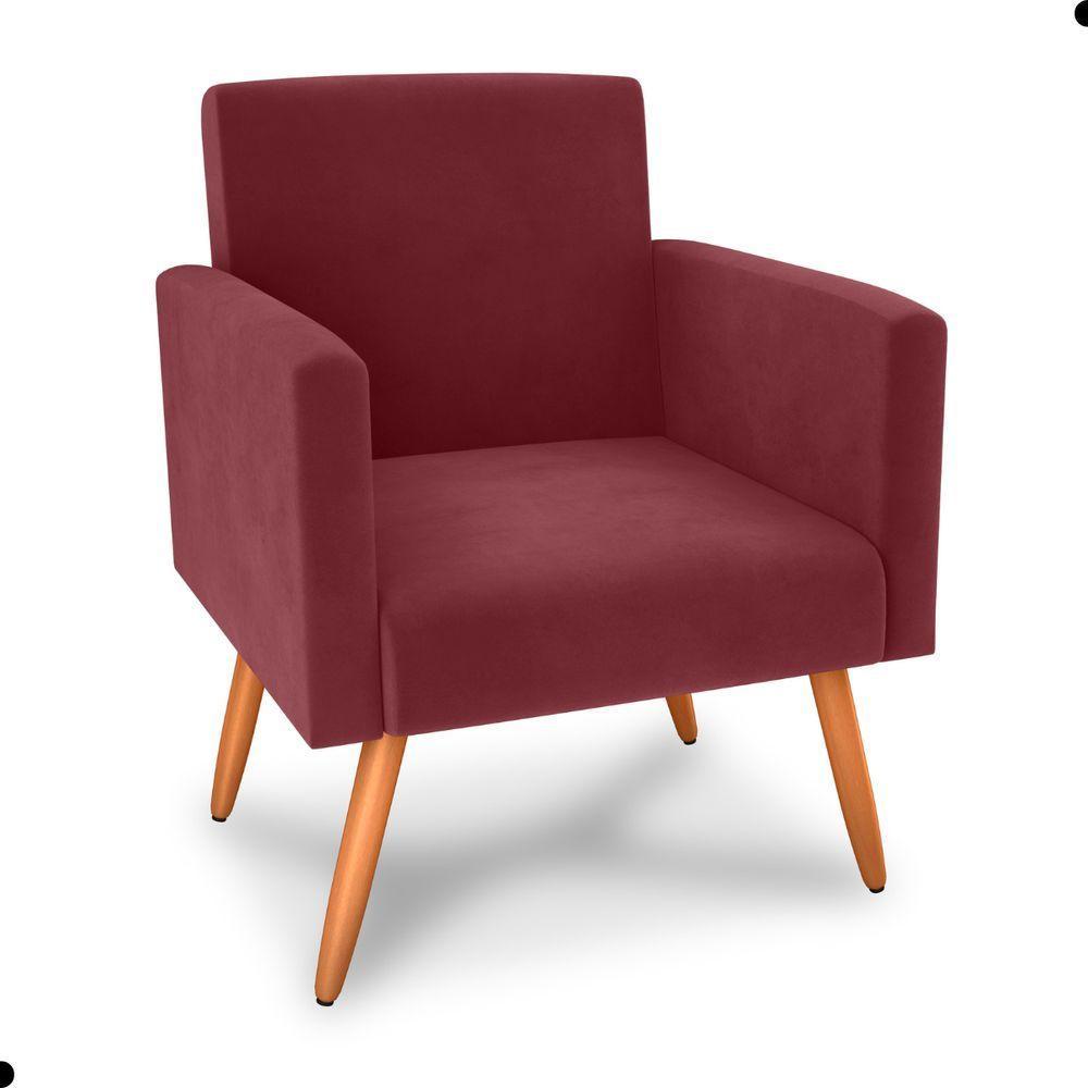 Conjunto Poltronas E Puff Iara Veludo Vinho - 3