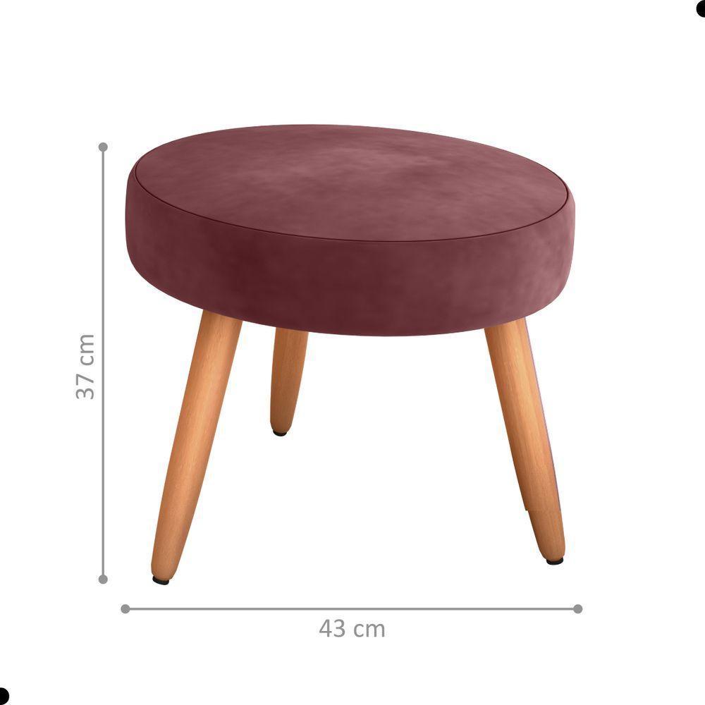 Conjunto Poltronas E Puff Iara Veludo Vinho - 4