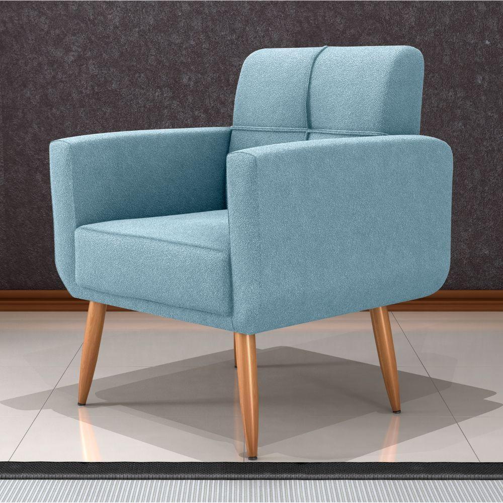 Poltrona Decorativa Juan Boucle Azul - 1