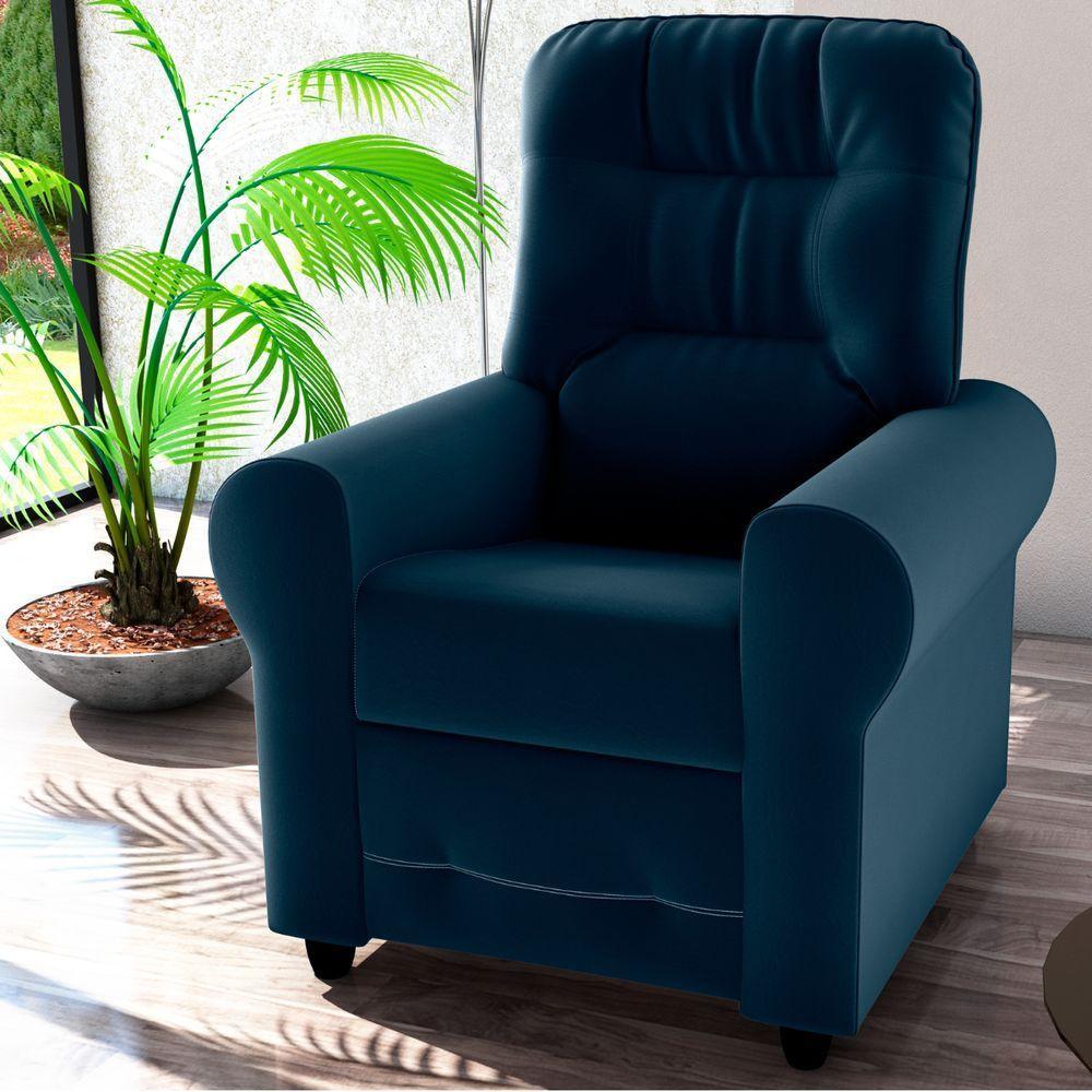 Poltrona Reclinável Para Descanso Guaíra Veludo Azul - 1