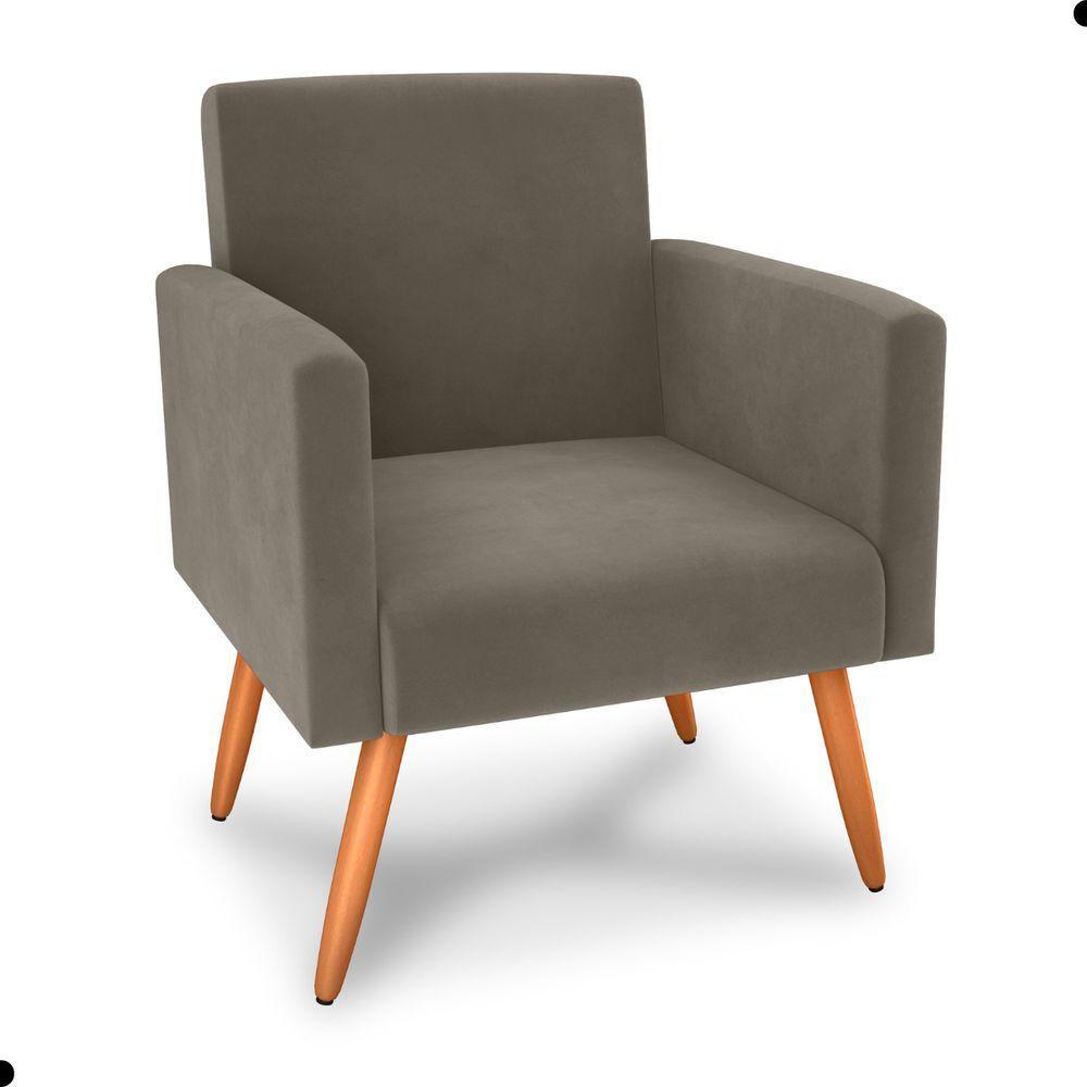 Conjunto Poltronas E Puff Iara Veludo Cappuccino - 3