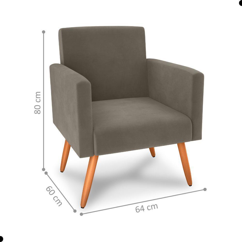 Conjunto Poltronas E Puff Iara Veludo Cappuccino - 5