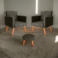 Conjunto Poltronas E Puff Iara Veludo Turkey Marrom - 1