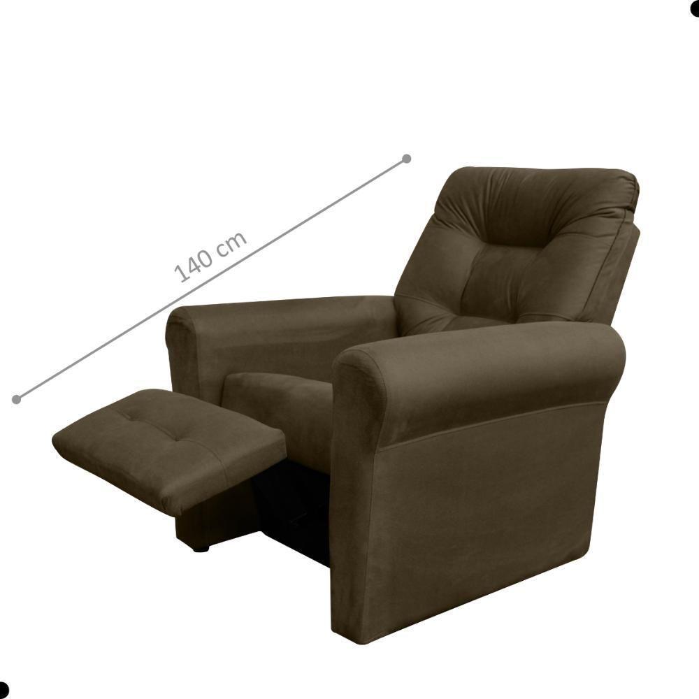 Poltrona Para Descanso Reclinável Lima Suede Cappuccino - 3