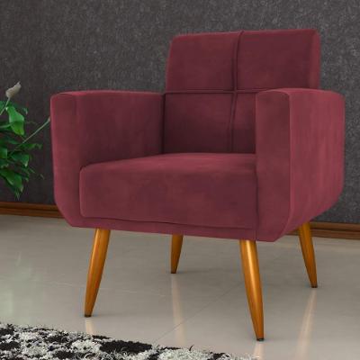 Poltrona Decorativa Lages Para Sala Veludo Vinho Mais de Casa