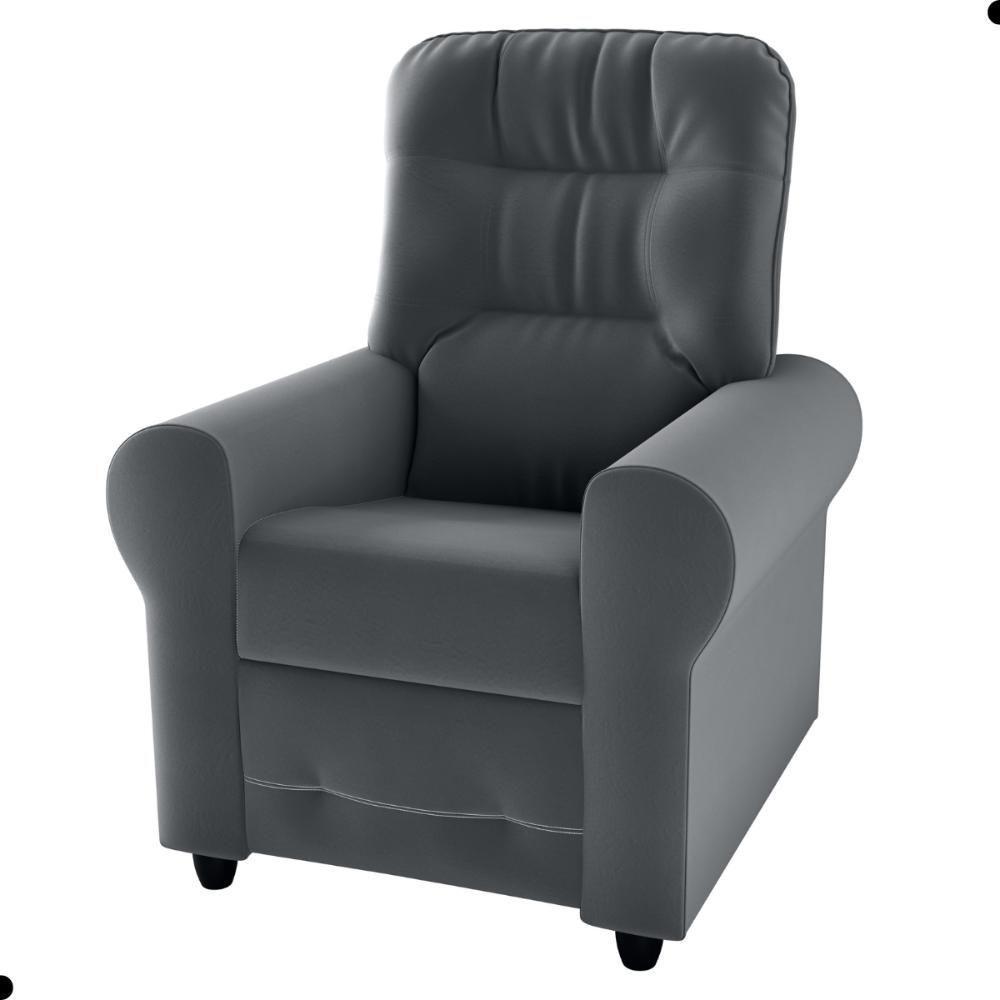 Poltrona Para Descanso Reclinável Lima Veludo Cinza - 2