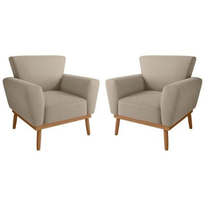 Conjunto Poltrona Decorativa Balneária Inca Castor Cor Castor Mais de Casa
