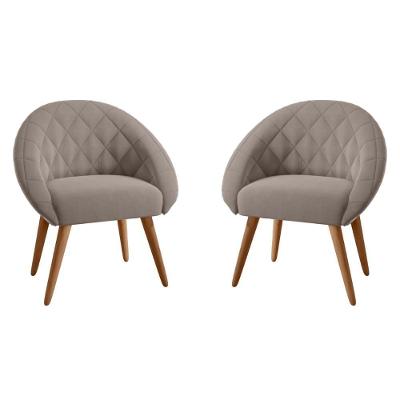 Conjunto Poltrona Para Sala De Recepção Celina Inca Sépia Kit 2 Poltronas Mais de Casa