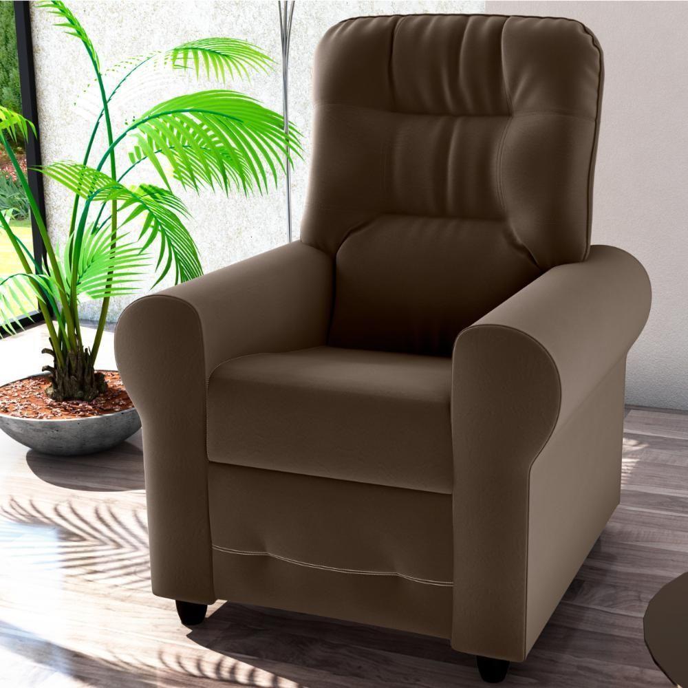 Poltrona Para Descanso Reclinável Lima Veludo Marrom - 1