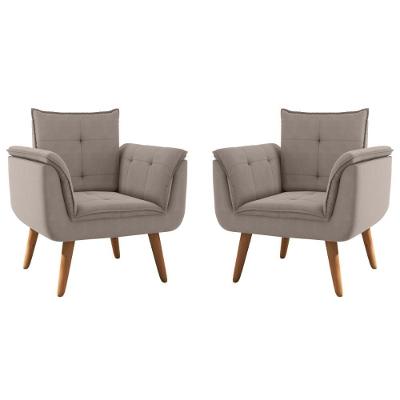Conjunto Poltrona Decorativa Japeri Inca Sepia Tecido Inca Mais de Casa