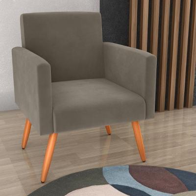 Poltrona Decorativa Para Sala Pará Veludo Cappuccino