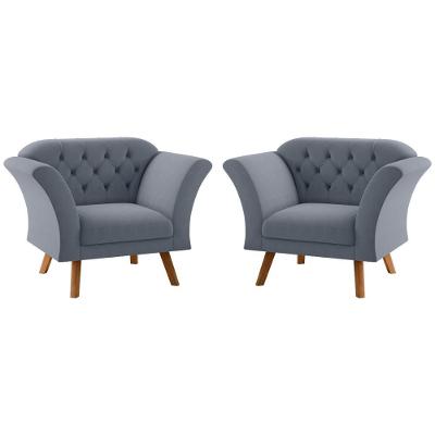 Conjunto De Poltronas Para Sala De Estar Poltrona Cecilia Cinza CasaH