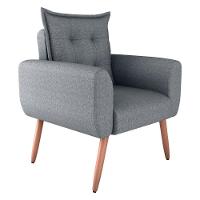 Poltrona Decorativa Vera Linho Cinza Saturno - 2