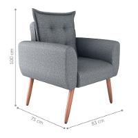 Poltrona Decorativa Vera Linho Cinza Saturno - 5