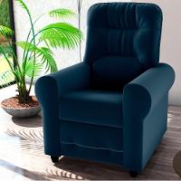 Poltrona Para Descanso Reclinável Lima Veludo Azul - 1