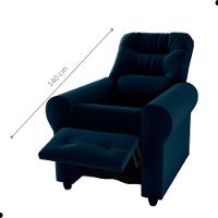 Poltrona Para Descanso Reclinável Lima Veludo Azul - 3