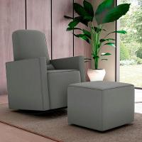 Poltrona Com Puff Para Maternidade Ibiza Suede Cinza - 1