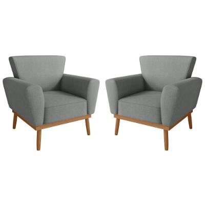 Conjunto Poltrona Decorativa Balneária Linha Grafite Linho Grafite Mais de Casa