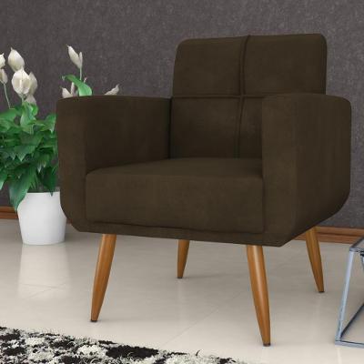 Poltrona Decorativa Lages Veludo Turkey Marrom Mais de Casa