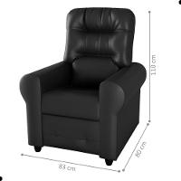 Poltrona Para Descanso Reclinável Lima Sintetico Preto - 4