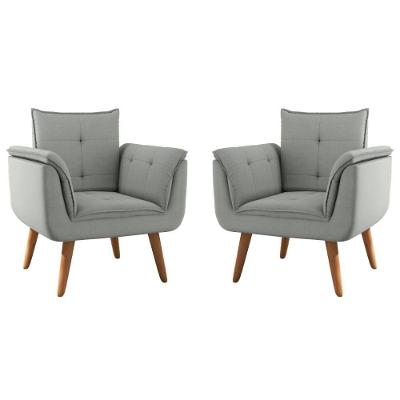 Conjunto Poltrona Decorativa Japeri Linha Grafite Grafite Mais de Casa