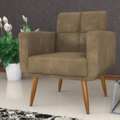 Poltrona Decorativa Lages Para Sala Veludo Turkey Cappuccino Mais de Casa
