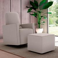 Poltrona Com Puff Para Maternidade Ibiza Suede Bege - 1