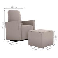 Poltrona Com Puff Para Maternidade Ibiza Suede Bege - 3