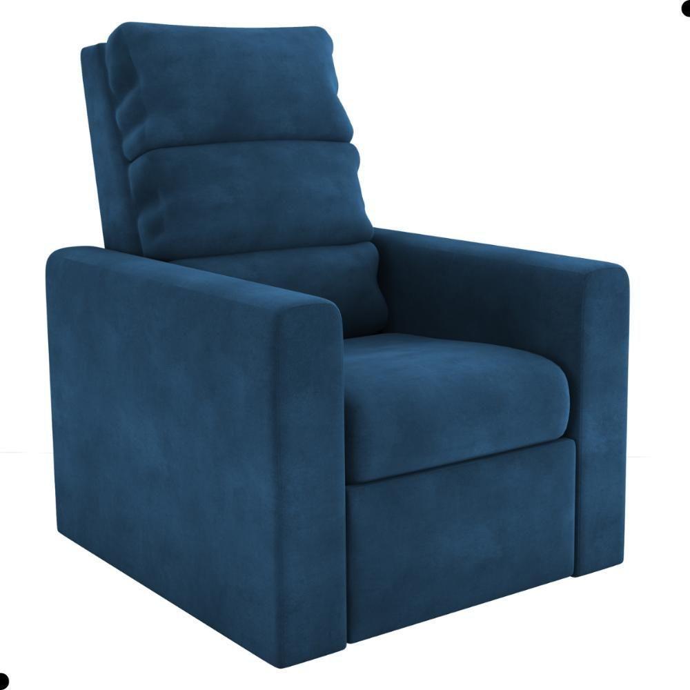 Poltrona Do Papai Reclinável Leon Veludo Azul - 2