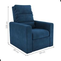 Poltrona Do Papai Reclinável Leon Veludo Azul - 4