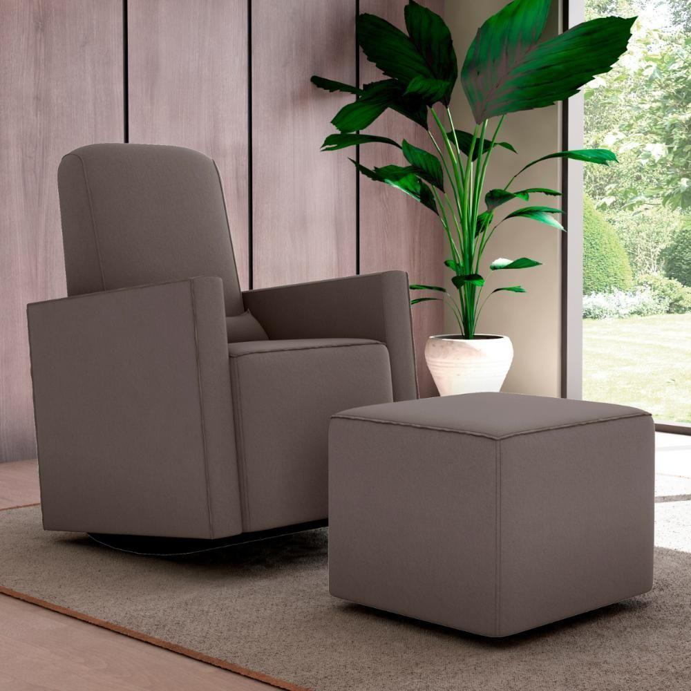 Poltrona Com Puff Para Maternidade Ibiza Suede Cappuccino - 1