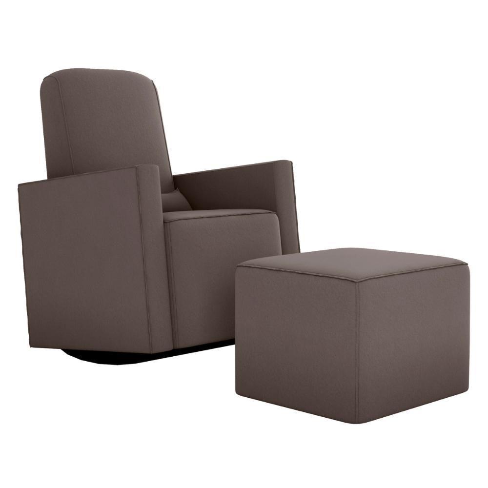 Poltrona Com Puff Para Maternidade Ibiza Suede Cappuccino - 2