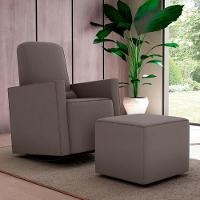 Poltrona Com Puff Para Maternidade Ibiza Suede Cappuccino - 1