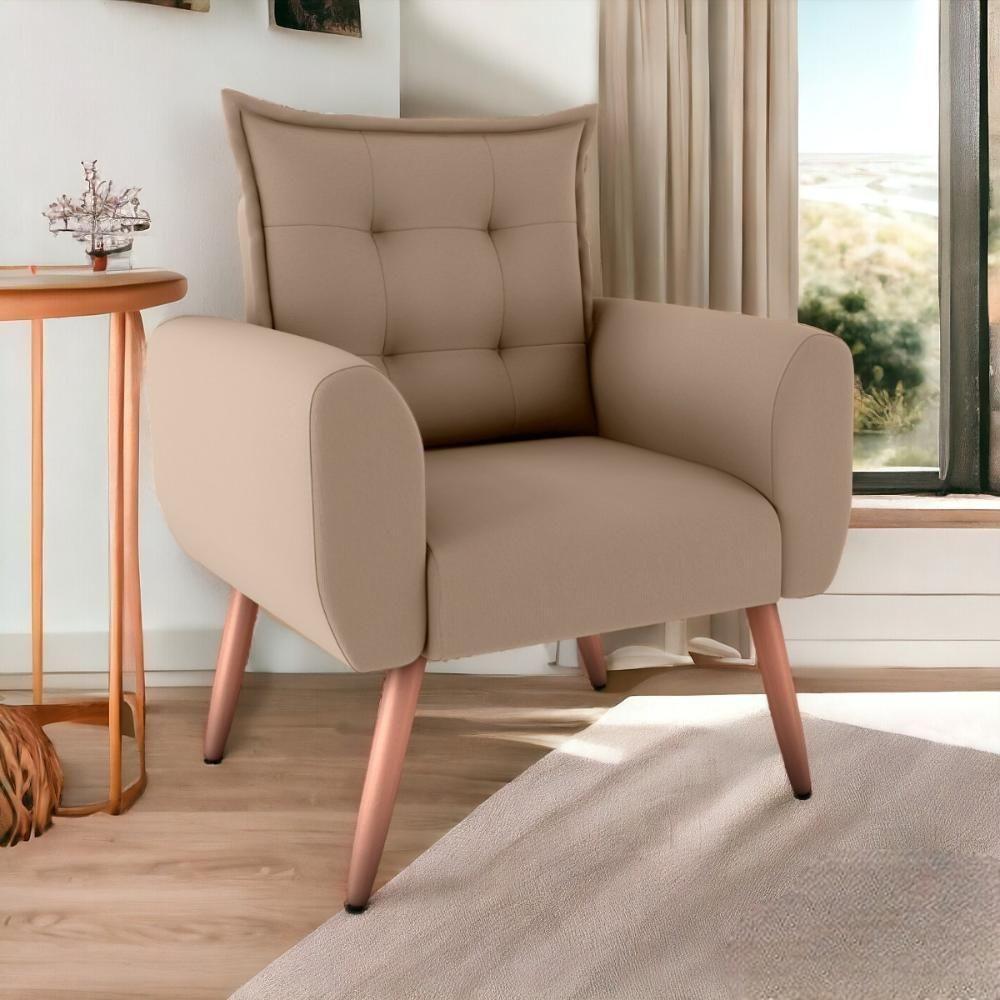 Poltrona Decorativa Alison Suede Bege - 1